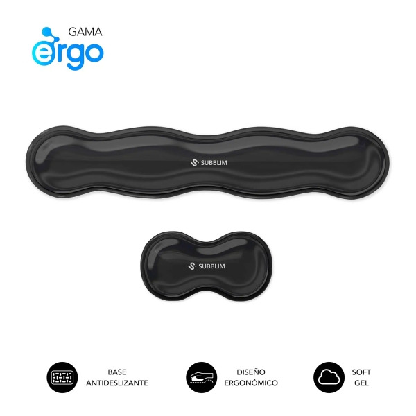Subblim Pack Ergo Crystal Flex ReposamuÃ±ecas para Teclado y Raton - Gel Refrigerante Autoajustable - DiseÃ±o Ondulado Ergonomic
