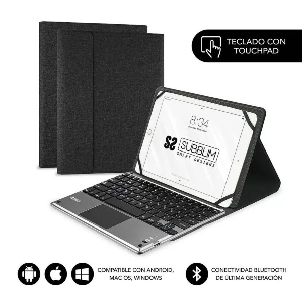 Subblim Teclado Bluetooth extraÃble - Funda universal 9-10.1" - Diseño ultradelgado - Soporte ajustable - Touchpad - Sistema m