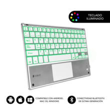 Subblim Teclado Retroiluminado Ultrafino SMART BT - TouchPad - IluminaciÃ³n Hasta 7 Colores Ajustables - Bluetooth 3.0 - Autonom