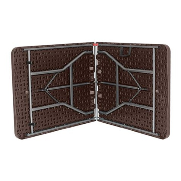 Sungarden Mesa de Resina Plegable Efecto Ratan 180x74x74cm 3.5cm - Color Marron (1)