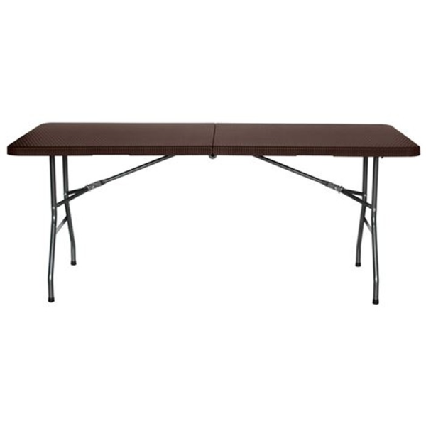 Sungarden Mesa de Resina Plegable Efecto Ratan 180x74x74cm 3.5cm - Color Marron (3)