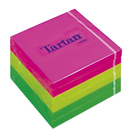 Tartan 7676N Pack de 6 Blocs de 100 Notas Adhesivas Reposicionables 76x76mm - 100% PEFC - Colores Surtidos