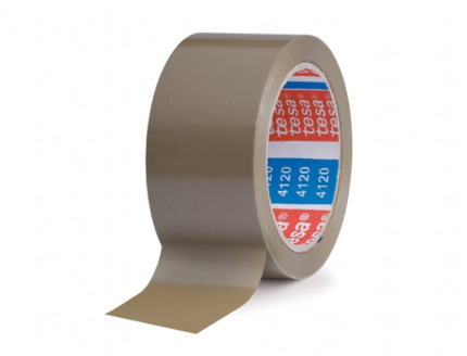 Tesa 4120 Precinto de Embalar Standard 50mm x 66 Metros - Fabricado en PVC - Adhesivo de Caucho Natural - Color Marron