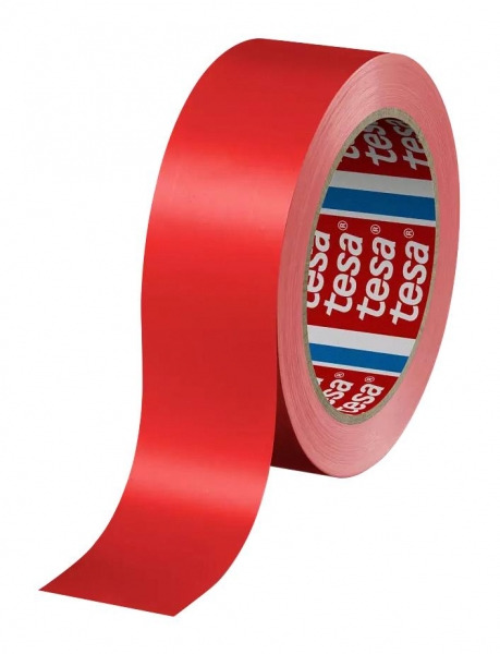 Tesa 60404 Cinta de Embalar Premium 12mm x 66 Metros - Fabricado en SPVC - Adhesivo de Caucho Natural - Color Rojo