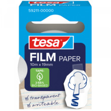Tesa Paper Pack de 1 Cinta Adhesiva de Papel 19mm x 10 Metros - Casi Invisible en Superficies de Color Claro - Se puede Cortar c