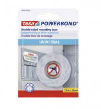 Tesa Powerbond Cinta Adhesiva Doble Cara 19mm x 1.5 Metros - Para Fijacion Segura y Rapida de Objetos Planos y Ligeros - Color B