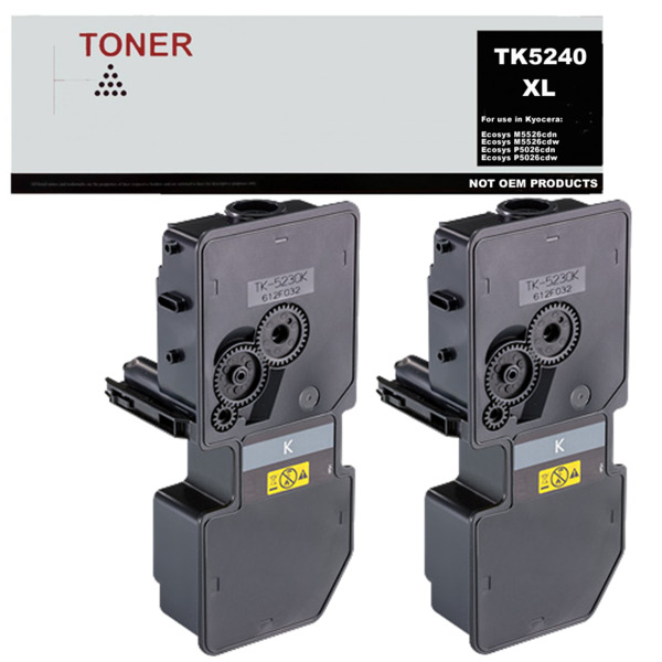 TK5240 XL pack 2 cartuchos toner compatible con Kyocera 1T02R70NL0 / TK5240K.