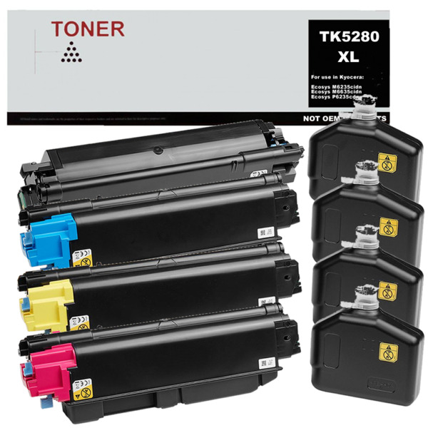 TK5280 XL pack 4 cartuchos toner compatible con Kyocera TK5280K TK5280C TK5280M TK5280Y