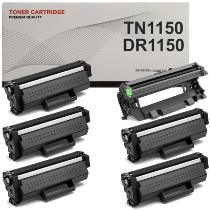 TN1150 DR1150 pack 5 toner y 1 tambor (drum) compatible con Brother TN-1150 DR-1150