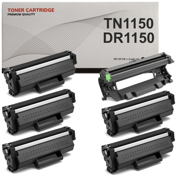 TN1150 DR1150 pack 5 toner y 1 tambor (drum) compatible con Brother TN-1150 DR-1150