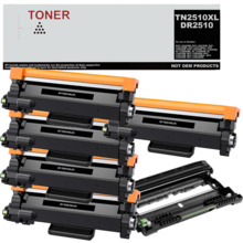 TN2510XL / DR2510 pack 5 toner negro y 1 tambor compatible con Brother TN2510XL / DR2510