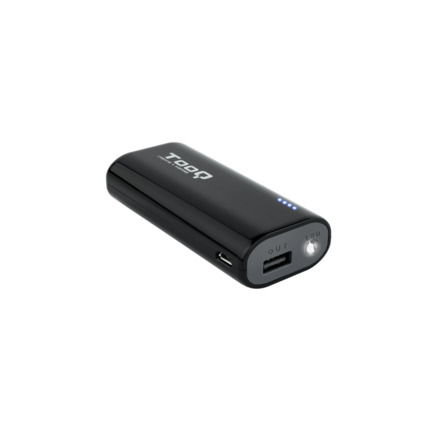 Tooq Bateria Externa 5200mAh - 1x USB 2.0 5V 1A - Funcion Linterna - Color Negro