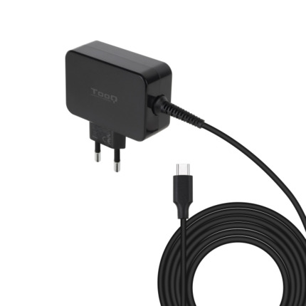 Tooq Cargador de Portatil GaN USB-C/PD 45W - Cable de 1.80m - Color Negro