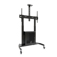 Tooq Narnia Soporte de Suelo con Ruedas para Pantallas de 60-100" - Armario Inferior y Bandeja Superior Regulable para Webcam -