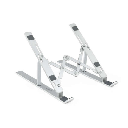 Tooq Soporte para Portatil hasta 15 - 7 Niveles de Altura - Plegable - Base Antideslizante - Peso Max 5kg - Color Plata