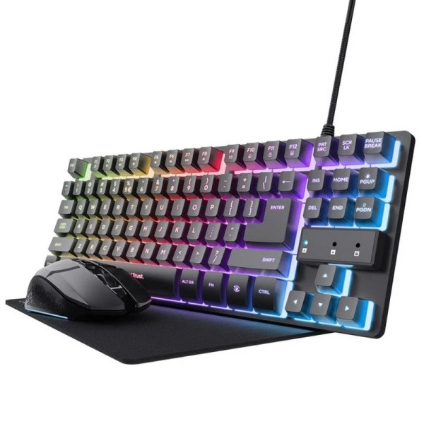 Trust GXT 794 Pack Gaming Teclado Thado TKL Iluminacion RGB + Raton Felox Inalambrico 4800dpi Iluminacion RGB + Alfombrilla - Co