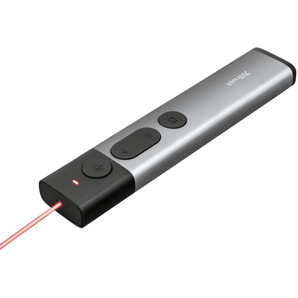 Trust Kazun Presentador Laser Inalambrico - 4 Botones - Radio de Accion 30m - Laser Color Rojo - Aluminio