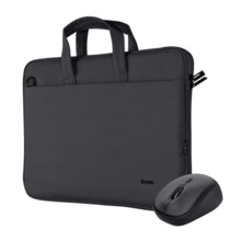 Trust Maletin para Portatil de 16" Ecologico + Raton Inalambrico Silencioso - DiseÃ±o con Materiales Reciclados - Compacto y Tot