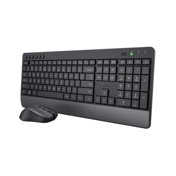 Trust Trezo Pack Teclado + Raton Inalambrico - Teclas Silenciosas - Fabricado con Material Reciclado - Color Negro