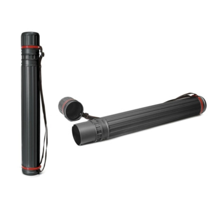 Tubo Portaplanos Grande - Medidas 8x64cm - Con Tapa y Bandolera - Color Negro