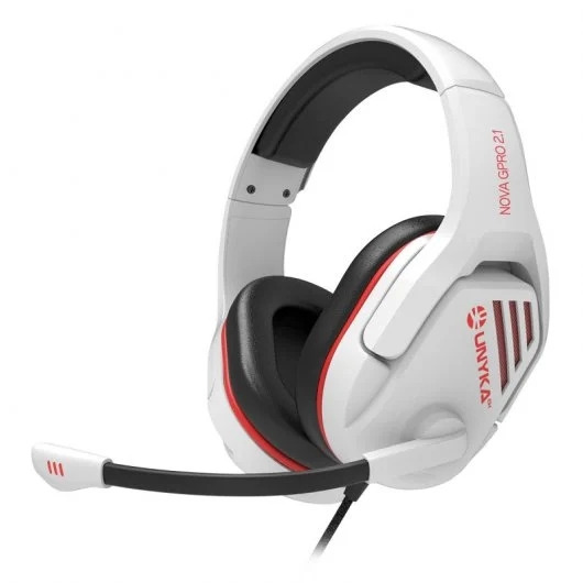 Unykach Gaming Nova Gpro White 2.1 Auriculares con Microfono Ajustable - Diadema Ajustable - Almohadillas Acolchadas - Controles