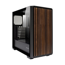 Unykach Revelat Madeira Black Caja ATX, Micro ATX, ITX - Lateral de Vidrio Templado y Frontal con Listones de Madera Natural - 3