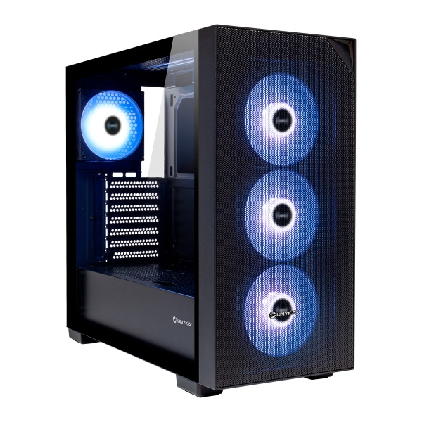 Unykach Revelat Mesh Black Caja ATX, Micro ATX, ITX - Lateral de Vidrio Templado - 3.5", 2.5" - USB-A 3.0, USB-C y Audio - 4 Ven
