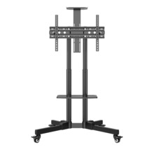 Unykach Soporte de Suelo con Ruedas para Pantallas 32"-75" - Bloqueo de Ruedas - Dos Bandejas - Peso Max 45Kg - VESA 600X400mm -