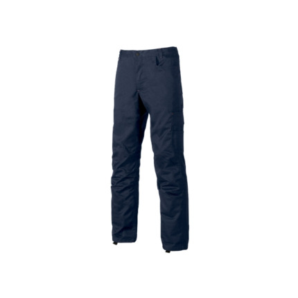Upower Alfa Pantalon de Trabajo Funcional - Talla 44 - Multiples Bolsillos, Porta Martillo, Bolsillos para Rodilleras, Cintura Elastica, Proteccion DPI1 - Color Azul Marino