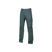 Upower Traffic Pantalon Jeans Stretch - Talla 48 - Bolsillos Delanteros Amplios, Bolsillo Lateral para Herramientas, Porta Telef