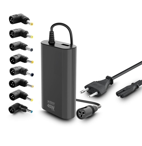 Urban Factory Alee Cargador Universal para Portatil de 45W - 1x USB-A - Color Negro