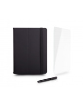 Urban Factory Cyclee Pack Funda, Lapiz y Cristal Templado Universal para Tablet de 10.5" - Fabricada en PU Reciclado - Color Neg