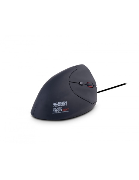 Urban Factory Ergo Next Raton Vertical Ergonomico con Cable - 1200-3600dpi - 6 Botones - Uso Diestro - Color Negro
