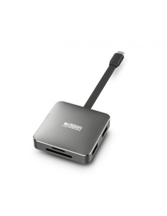 Urban Factory Hubee Light Mini HUB - USB-C Macho - USB-A/HDMI/SD/MSD Hembra - 100W PD - Color Gris Metal