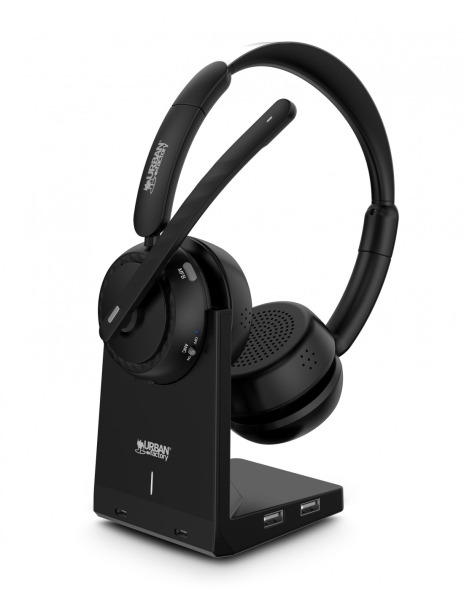 Urban Factory Movee Max Auriculares Bluetooth 5.2 - Reduccion Activa de Ruido - Soporte de Carga - Microfono con Reduccion de Ru