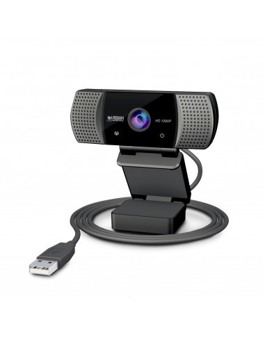 Urban Factory Webee Webcam USB 2Mpx - Full HD 1080P - Enfoque Automatico - Microfono Incorporado - Tapa de Privacidad - Color Ne