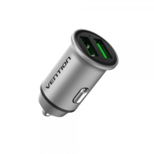 Vention Cargador de Coche 18W 2xUSB (A) QC3.0 3.4A - DiseÃ±o Mini - Aluminio Gris