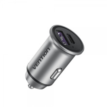 Vention Cargador de Coche 30W 2xUSB (A+C) QC4.0 5A - DiseÃ±o Mini - Aluminio Gris