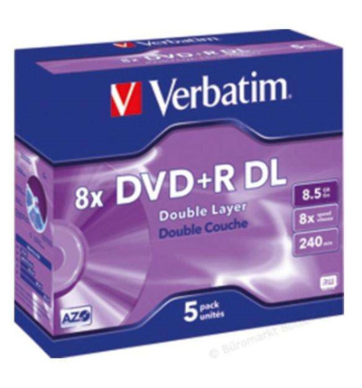 Verbatim DVD+R Doble Capa 8x 8.5GB Caja (Pack 5 Uds)