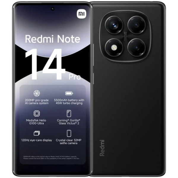 Xiaomi Redmi Note 14 PRO Smartphone Pantalla AMOLED 6.67" - 8GB - 256GB - Camara Principal 200MP - Bateria 5500mAh - HyperCharge