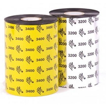 Zebra ZipShip 3400 Pack de 6 Cintas de Transferencia Termica Original - Cintas de mezcla Cera/Resina - Nucleo 25.4mm, Ancho 110mm, Longitud 450m