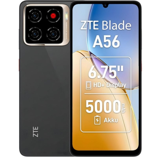 ZTE Blade A56 Smartphone Pantalla 6,75" - 4+8 GB RAM - 64 GB - 90 Hz - Bateria 5000 mAh - Color Negro