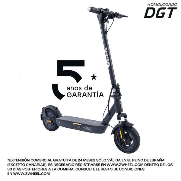 Zwheel ZFox Max Urban Dark Patinete Electrico Motor 400W - Homologado DGT - Velocidad hasta 25Km/h - Autonomia hasta 50km - 3 Mo