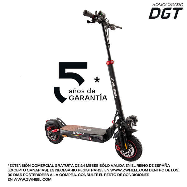 Zwheel ZRino Duo Max Patinete Electrico Motor 2x 500W - Homologado DGT - Autonomia hasta 70km - Suspension Hidraulica Delantera