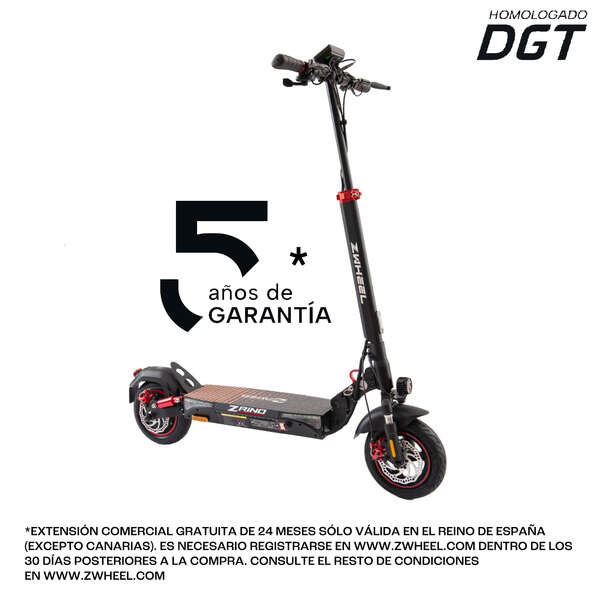 Zwheel ZRino Patinete Electrico Motor 600W - Homologado DGT - Suspension Delantera y Trasera - Velocidad hasta 25Km/h - Autonomi